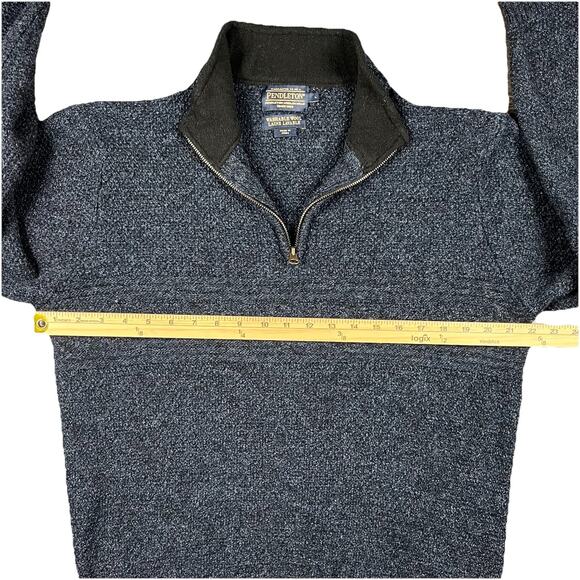 Pendleton Sweater Mens L Washable Wool Shetland Knit Laine Lavable Zip BlueGray - Picture 7 of 11